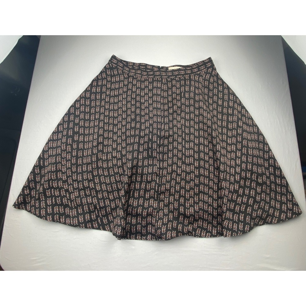 Ann Taylor LOFT Black Geometric Chevron A-Line Skirt Size 2